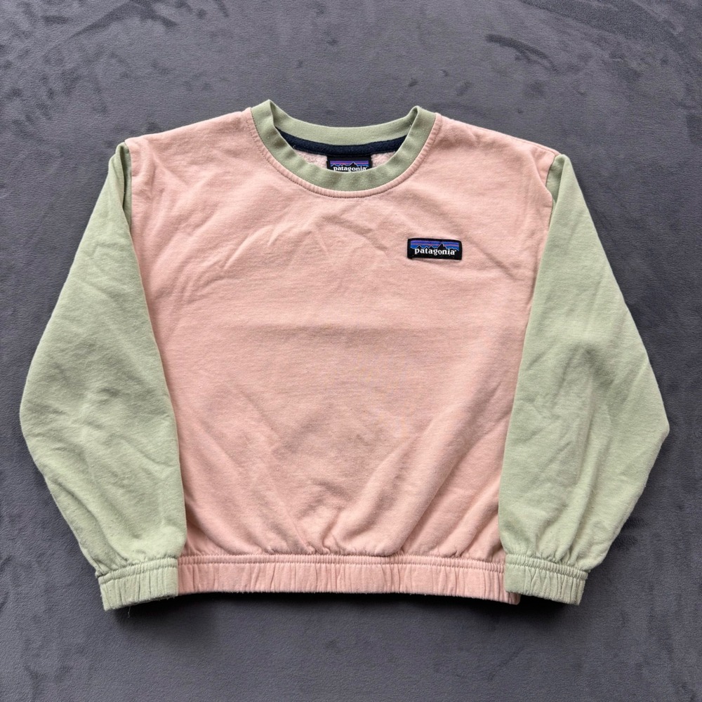Patagonia Organic Cotton Colorblock Sweatshirt Pink Green XS